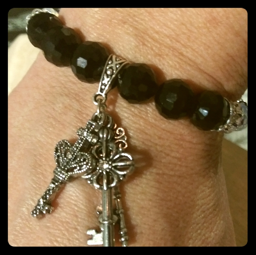 "3 Keys" Austrian Crystal & Opalite Bracelet